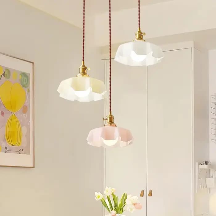 Lampe suspendue longue en verre moderne avec interrupteur, tête de lampe en aluminium et tout en cuivre, éclairage pour chambre à coucher, chevet et salle à manger