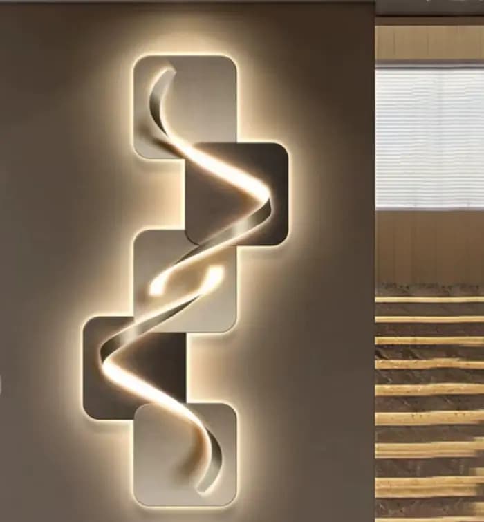 Peinture de décoration de hall d'entrée de luxe léger, lumières LED, salon minimaliste italien, murale haut de gamme dans le couloir