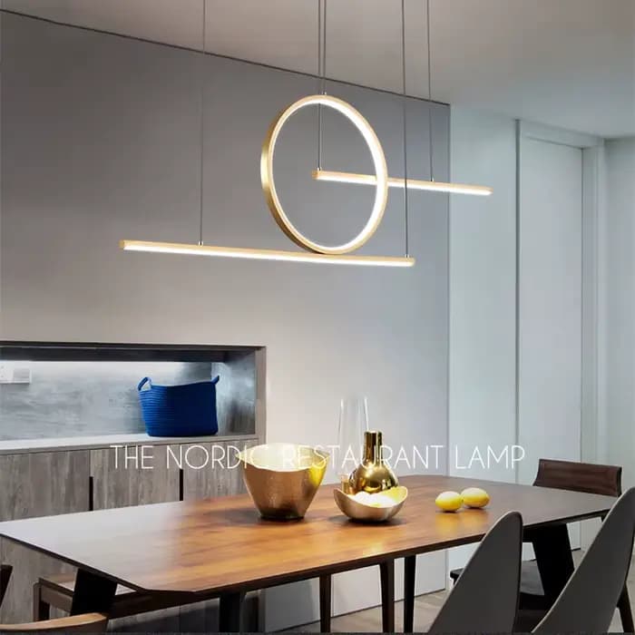 Plafonnier LED suspendu au design moderne minimaliste, éclairage d'intérieur, luminaire décoratif de plafond, disponible en noir et en or, idéal pour un salon, une salle à manger ou un café