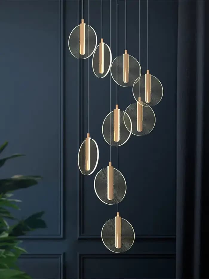 Escalier LED lustre moderne Villa hôtel hall suspension lampe créative Duplex Loft rotatif Long lustre décoration de la maison lampe