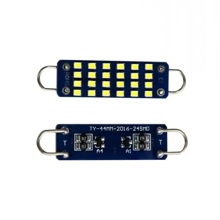 Lampe de lecture LED automatique à double crochet, double anneau, double pointe 2016 24SMD 44MM, éclairage de toit intérieur