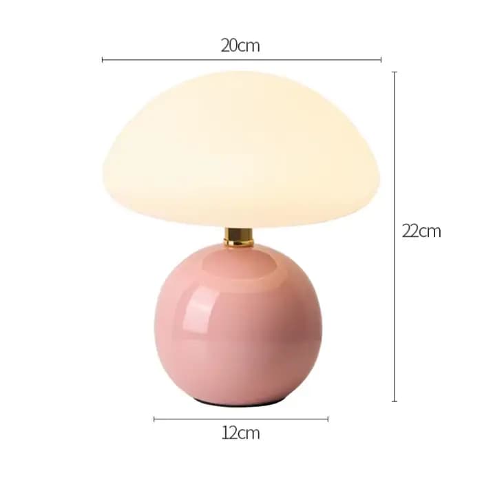 Petite lampe de table en forme de champignon, jolie lampe de table en céramique colorée crème, éclairage de nuit pour chambre d'enfants, décoration de maison, accessoires de chambre