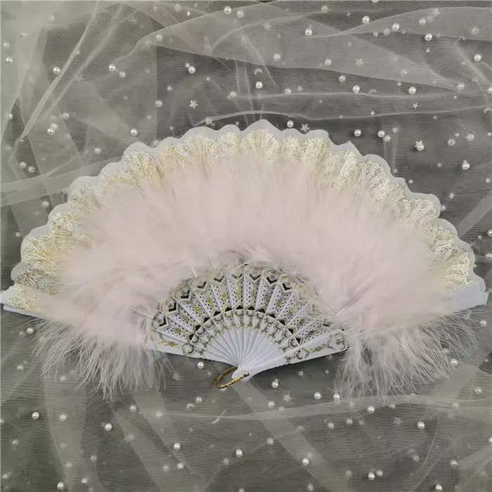 Éventail pliant à main en plumes pour décoration de danse, costume d'halloween, décorations de fête et de vacances