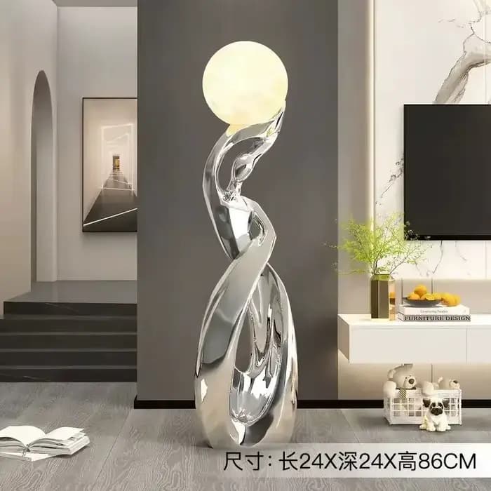 Lampadaire de Luxe Grand Format, Ornement Artistique Abstrait, Éclairage Haut de Gamme pour Salon, Côté Télévision, Décoration Intérieure