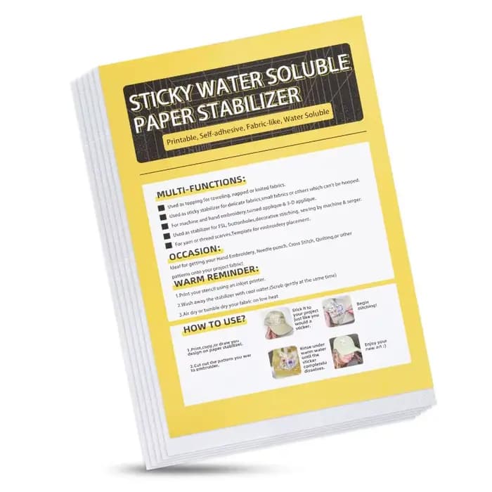 Stabilisateur de broderie collant et Soluble dans l'eau, artisanat écologique, papier imprimable, stabilisateur de lavage permettant pour l'impression, 10 pièces