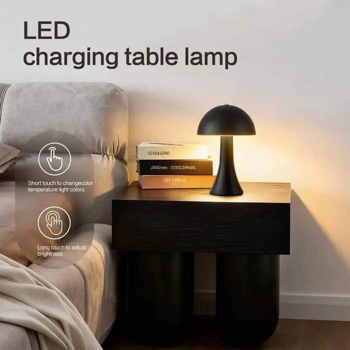 Lampe de table en forme de champignon, lumière d'ambiance, rechargeable par USB, lampe de table vintage, capteur tactile, lampe de bureau LED pour la chambre à coucher, décoration esthétique pour la m