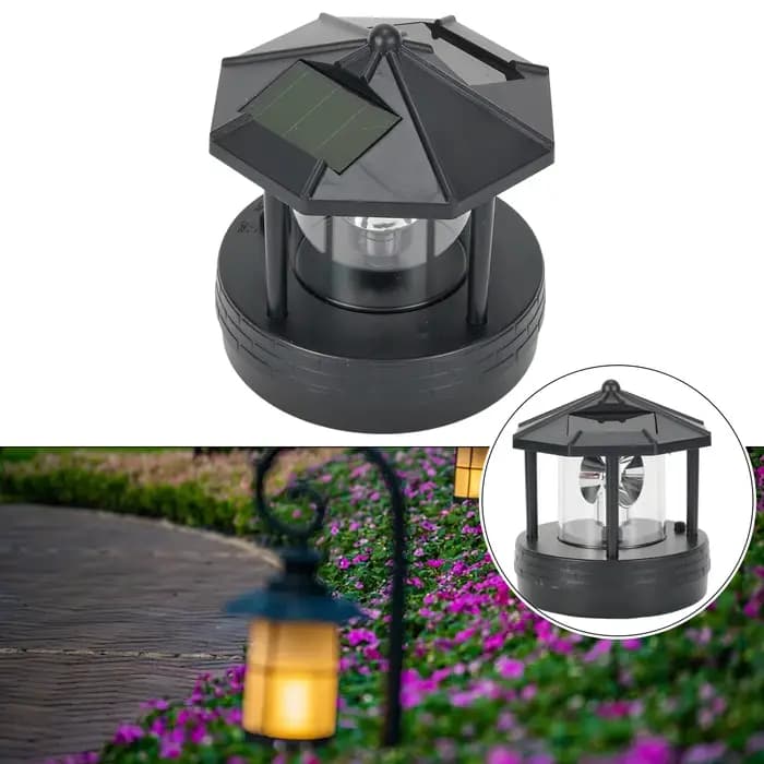 Jardin cour LED phare solaire pelouse lumière extérieure étanche réverbère rotatif rocaille phare lumières décoratives