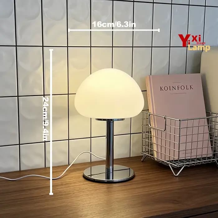 Lampe de bureau en verre de Murano en forme de petit champignon, lampe rétro contemporaine à intensité variable, lumière décorative pour cafés, buffets et coins douillets