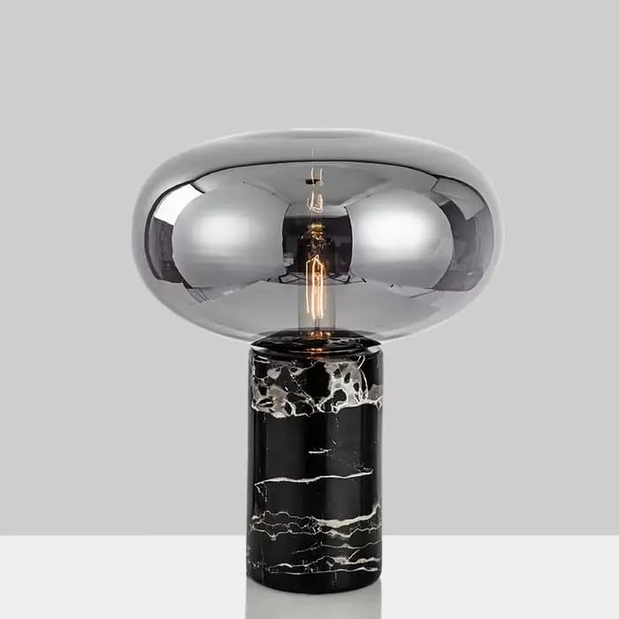 Lampe de table en marbre de luxe moderne fumée gris verre lampe de bureau design minimaliste postmoderne chambre salon bureau éclairage