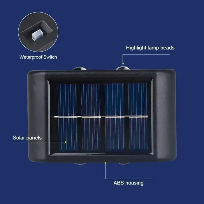 Applique murale extérieure solaire 12 LED lumière de jardin étanche cour Balustrade lampe d'ambiance décorative vers le bas lampe solaire lumineuse