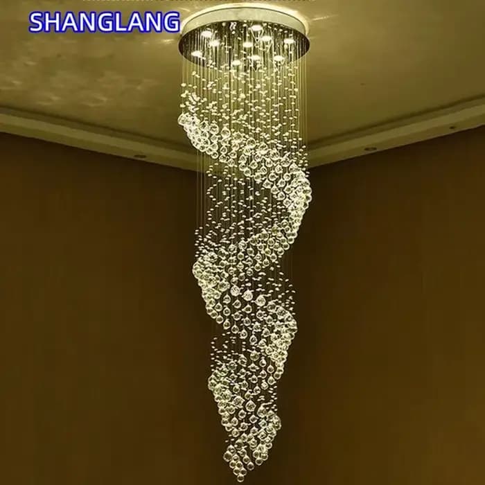 Couloir de luxe LED lustre en cristal spirale Design intérieur échelle pendentif lumières pour salon décor Suspension Luminaire