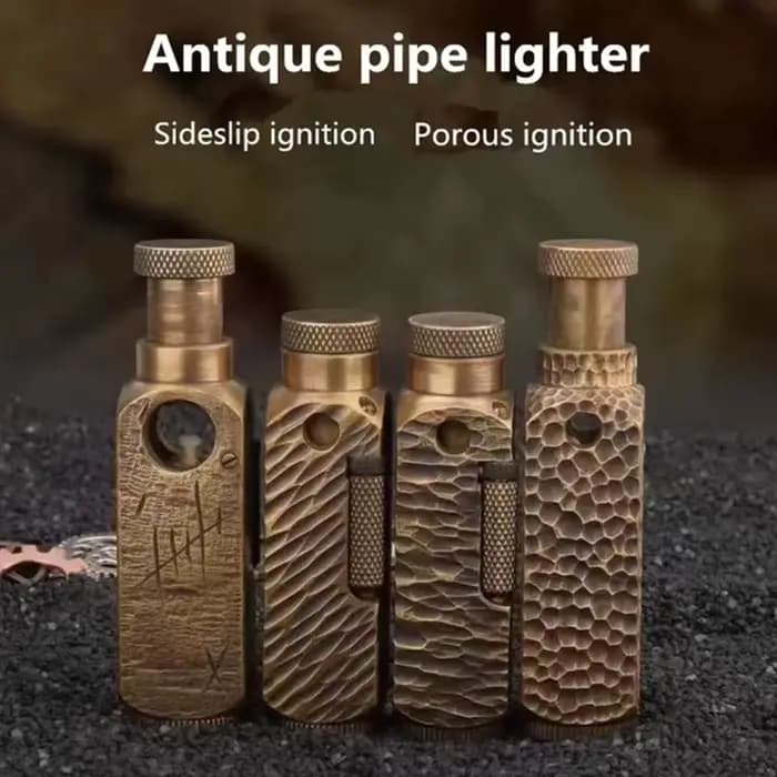Briquet de luxe en laiton en forme de tranchée robuste avec motifs hexagonaux sculptés au Laser, briquet créatif rétro personnalisé