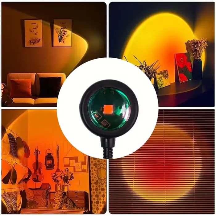 Lampe de projection de coucher de soleil, lampe d'ambiance USB pour décoration de maison, rotative multi-angles, adaptée au salon et à la chambre à coucher