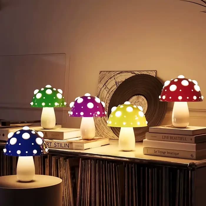Lampe de table champignon pour enfants, cadeau d'anniversaire, petites veilleuses de chevet, Rechargeable par USB, mignon, éclairage de bureau Fly Agaric