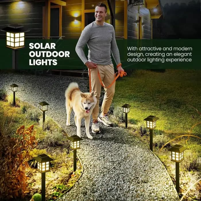 Paquet de 2 lumières solaires de voie lampe solaire extérieure éclairage paysager étanche pour jardin cour Patio passerelle allée Camping décor