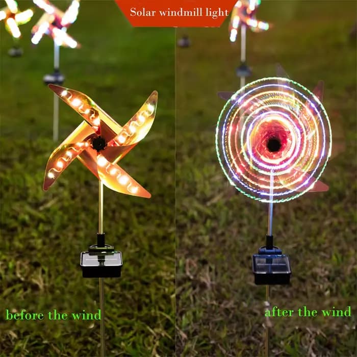Lampe Solaire Imperméable à 32 LED avec Moulin à Vent, Luminaire Décoratif d'Extérieur, Idéal pour un Jardin, un Sentier ou un Paysage, 1 Pièce