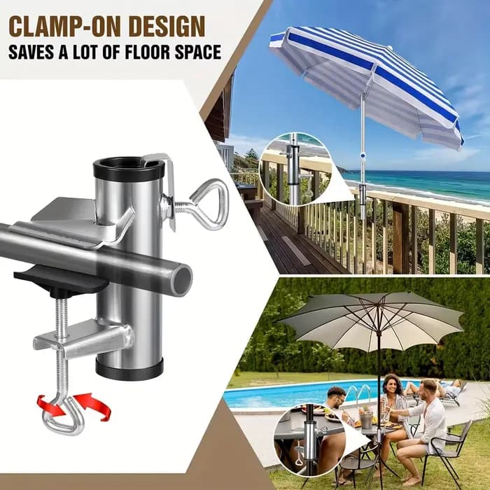 Pince parapluie pour terrasse extérieure, banc de terrasse, cadre partenaire, balustrade, bateau, poteau, clôture, table à manger sauvage, luminaire de partenaires, 1PC