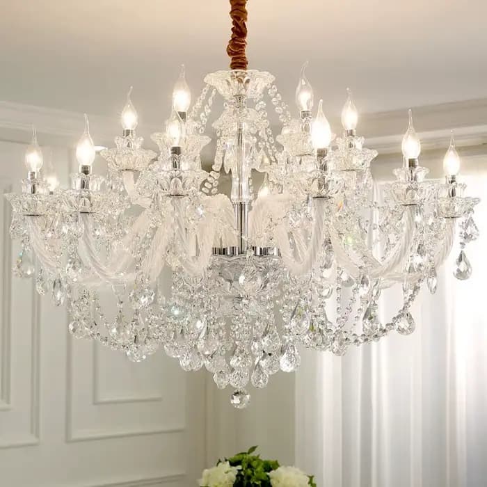 Plafonnier LED en cristal au design luxueux, éclairage d'intérieur, luminaire décoratif de plafond, idéal pour un salon ou une villa
