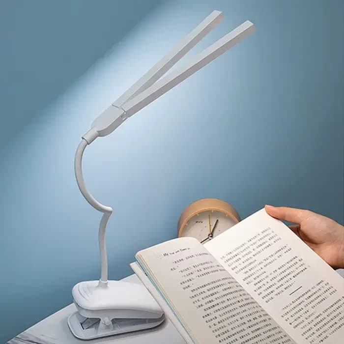Lampe de Table de lecture LED à Double tête avec Clip, contrôle tactile, lumière variable, Protection des yeux, pour chambre à coucher, dortoir, bureau d'étude