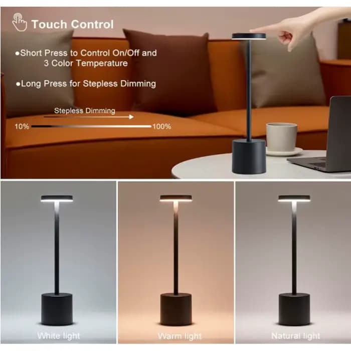 Lampes de Table tactiles LED sans fil portables lampe de bureau Rechargeable 3 couleurs réglable chevet lumière ambiante créative pour la décoration de la pièce