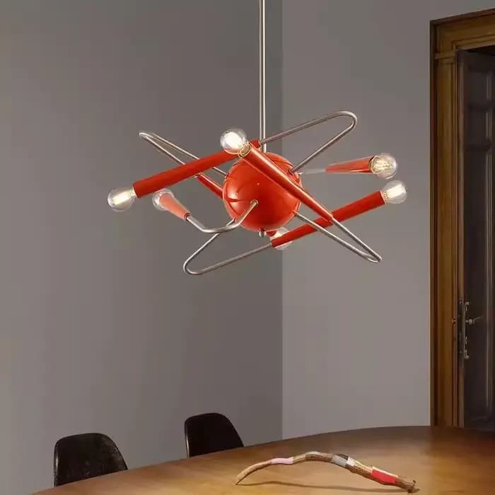 Plafonnier LED Sputnik Orange au Design Artistique, Éclairage d'Nik, Luminaire Décoratif de Plafond, Idéal pour un Salon, une Villa, une Salle à Manger ou une Chambre à Coucher