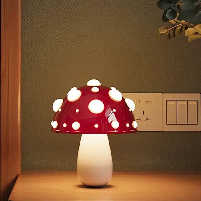Lampe de table champignon pour enfants, cadeau d'anniversaire, petites veilleuses de chevet, Rechargeable par USB, mignon, éclairage de bureau Fly Agaric