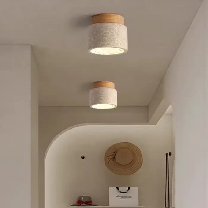 Pierre de travertin LED plafonnier allée couloir luminaire pour salon salle à manger chambre décor lustre plafonnier