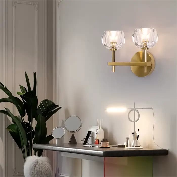 Applique murale moderne en cristal G9, applique murale pour porte d'allée, lumières avant de couchage en cuivre, lampe de chevet pour luminaires de chambre à coucher