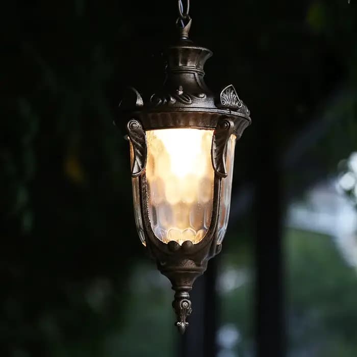 Lampe suspendue d'extérieur, luminaires de patio européens, luminaires de couloir, luminaire suspendu en forme de grappe, luminaire rétro pour villa