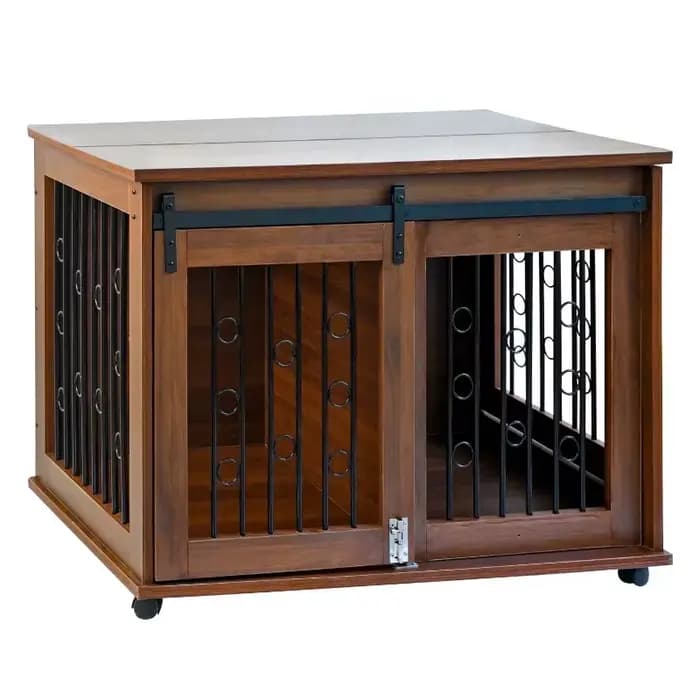 Cage en bois de luxe pour animaux de compagnie et produits de maison, conception à Double porte, grand espace réglable pour grand chien