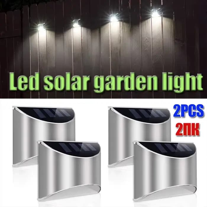 Appliques murales solaires en acier inoxydable, 2 pièces, éclairage extérieur étanche, marche de Patio d'urgence pour clôture de jardin et rue
