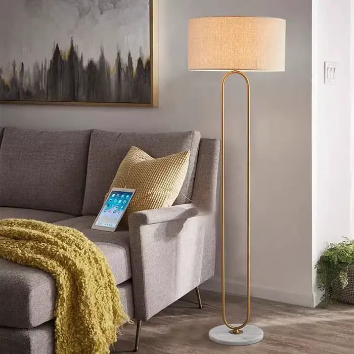 Warner-Lampe de Table LED en Tissu Minimaliste, avec Base en Marbre, Verticale, pour Chambre à Coucher