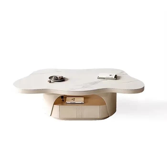 Le style moderne du salon, avec de grandes tables basses au centre et des deux côtés