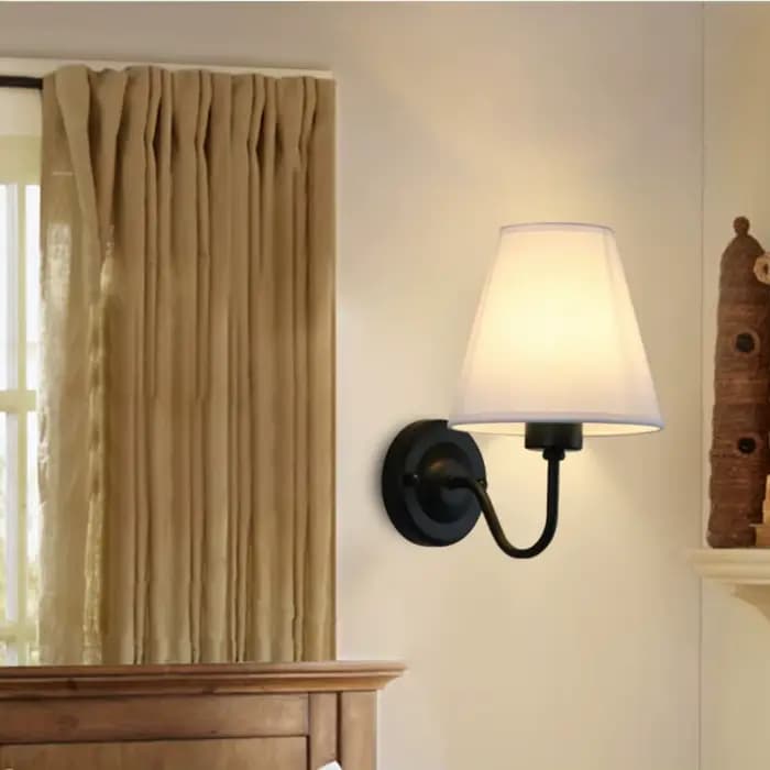Lampe murale rétro en tissu LED, éclairage intérieur moderne, lampe murale en tissu E27, lampe de chevet pour chambre familiale, lampe d'hôtel