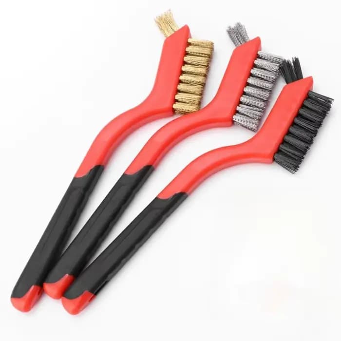 Jeu de brosses métalliques, poils en Nylon/laiton/acier inoxydable avec poignée incurvée pour la rouille, la saleté et la peinture, nettoyage en profondeur