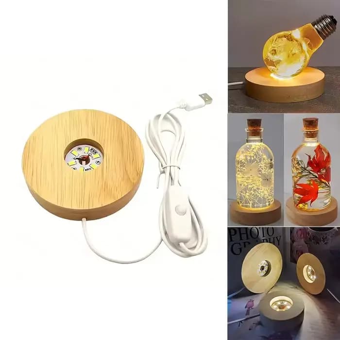 Lampes décoratives de bureau en bois, Base lumineuse, veilleuse Led en bois, présentoir Usb, support de lampe, ornement artistique