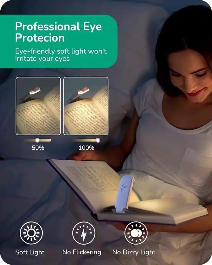 Lampe de lecture LED Rechargeable par USB, Protection des yeux, veilleuse Portable à Clip, lampe de bureau, marque-page, lumière de lecture