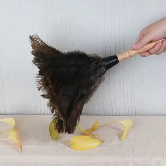 Plumeau à manche en bois, anti-statique, pour le dépoussiérage, plumeau en plumes d'autruche, brosse en fourrure pour le nettoyage de la maison