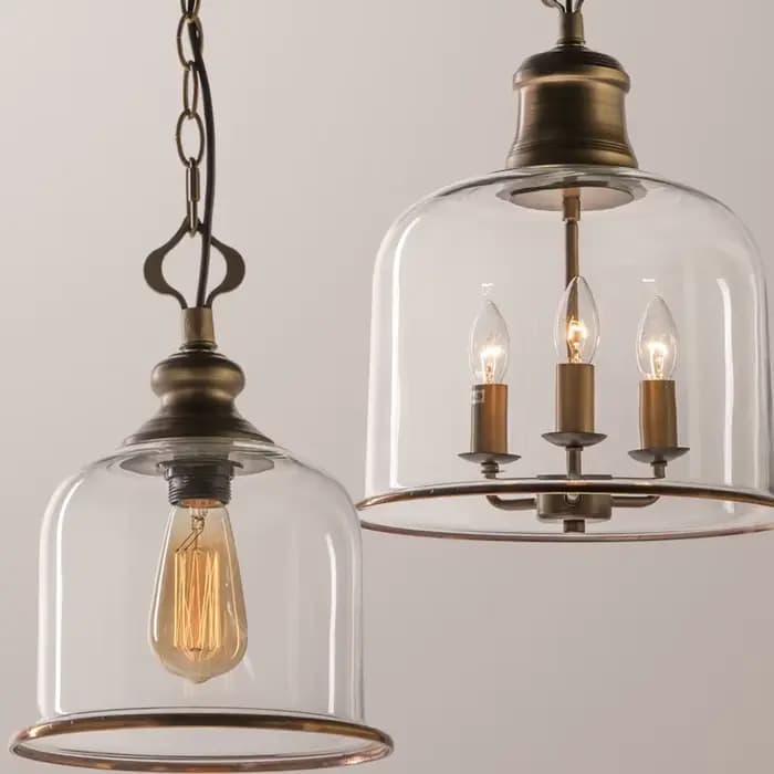 Luminaire suspendu Led rétro américain en verre transparent, décoration de la maison, salon, chambre à coucher, table d'îlot, luminaire à trois couleurs