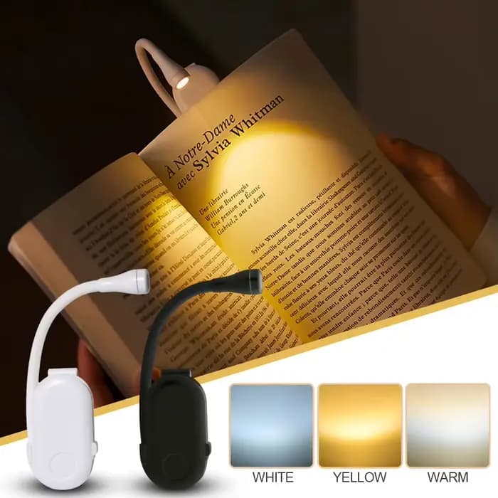 Lampe de Lecture LED Rechargeable par USB, 3 Couleurs, Réglable, à Clipser, pour Bureau, Livre, Protection des Yeux, Portable, Salle d'Étude, Mini Lumière