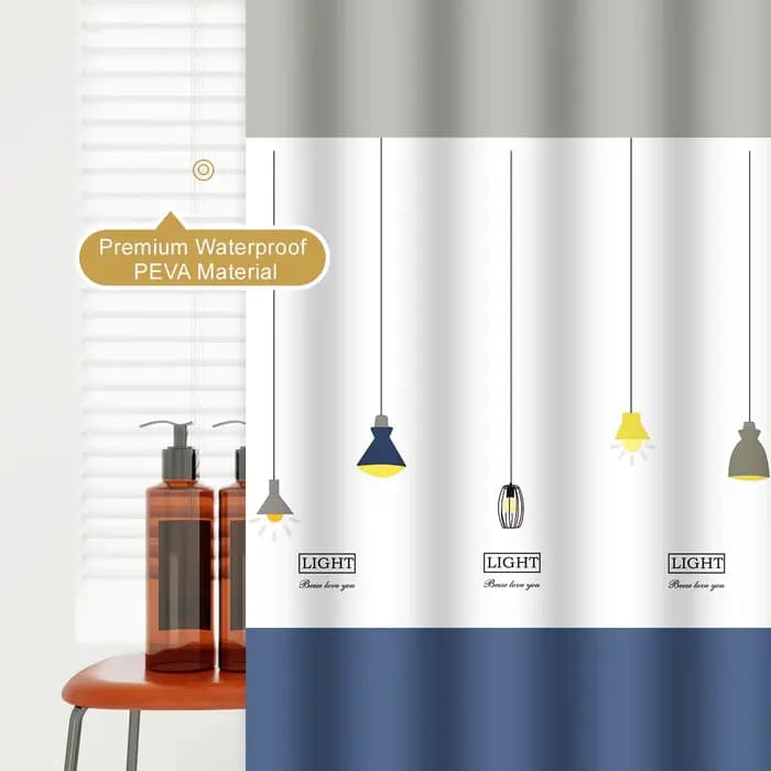 Rideau de douche pour enfants, lustre mignon, dessin animé drôle, imperméable, décor de salle de bain PEVA, 1 pièce