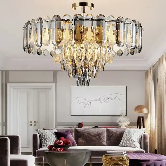 Plafonniers modernes en cristal gris de luxe, éclairage LED, plafonniers, décoration de la maison, Lustres pour décor de salon, nouveau, 2023