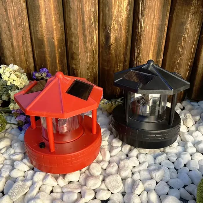 Jardin cour LED phare solaire pelouse lumière extérieure étanche réverbère rotatif rocaille phare lumières décoratives