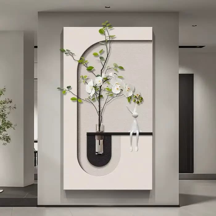 Porte d'entrée moderne Foyer LED peinture décorative salon chambre couloir plantes vertes hydroponiques lumières murales en grès