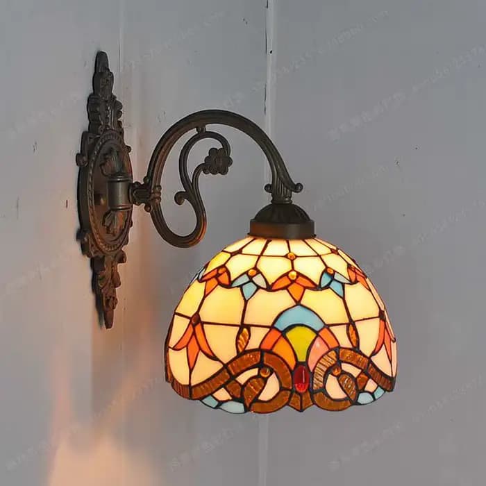 Applique murale en verre coloré de Style européen de 20CM, éclairage Tiffany, décoration pour salon et balcon, support de lampe en alliage d'aluminium