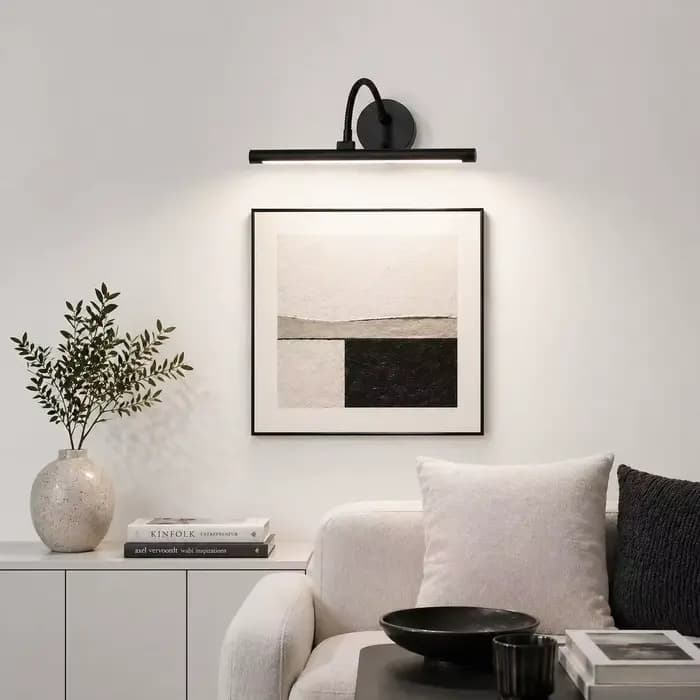 Lampe à LED sans fil rechargeable noire pour tableau mural avec télécommande, magnétique, pour peinture artistique, avec affichage couleur