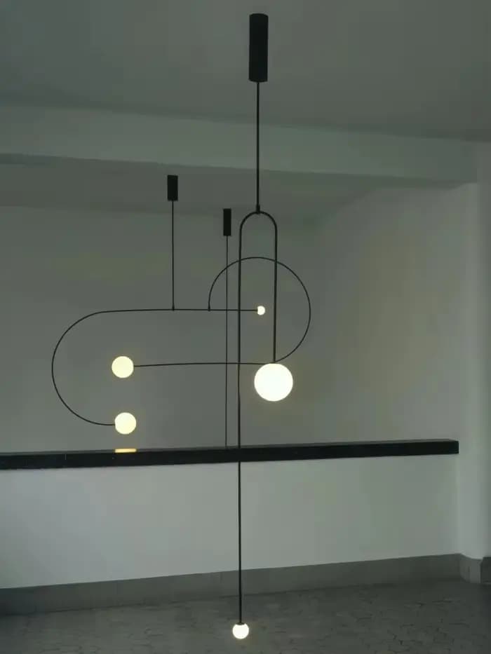 Lustre à lignes géométriques, design artistique nordique simple, lampe suspendue en arc pour salon, salle à manger, cuisine, île, éclairage de chambre à coucher