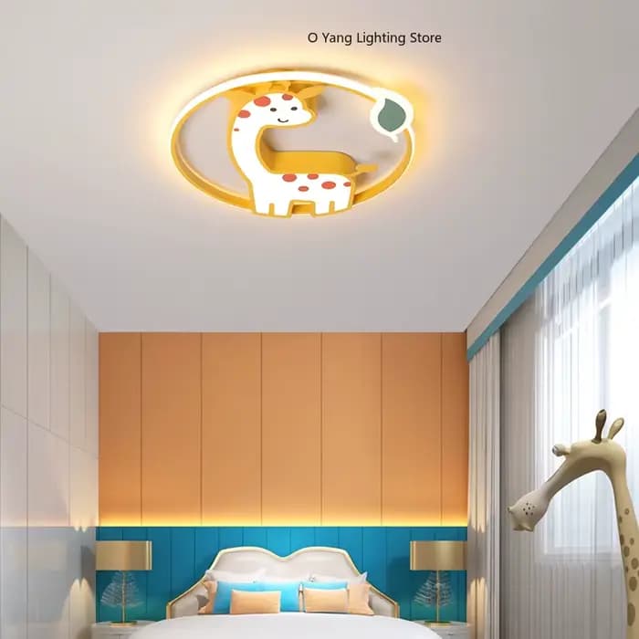 Plafonnier LED design pour chambre de fille, lustre pour chambre d'enfant, décoration de chambre de bébé garçon, lampe de plafond girafe mignonne, Plafon RC à intensité variable