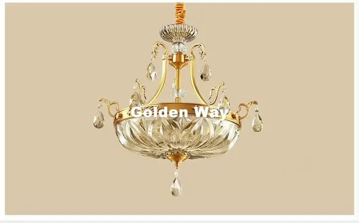 Lampes suspendues en cuivre modernes lampe suspendue D52cm chambre salon pendentif salle à manger LED Bronze cristal suspension