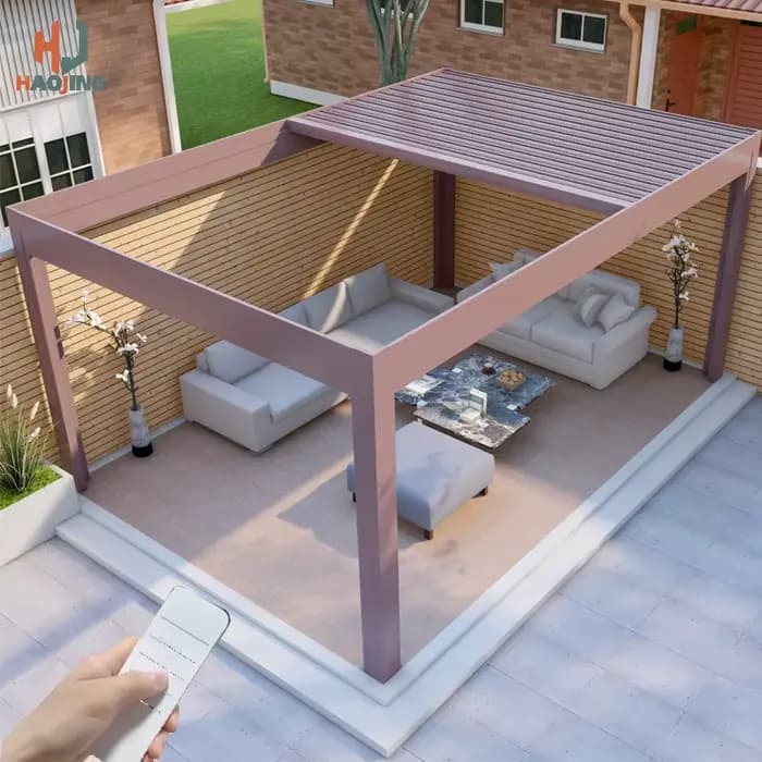 Pergola Bioclimatique Automatique en Aluminium Télescopique 4x3 pour Jardin Extérieur, Pavillon de Patio, Personnalisable